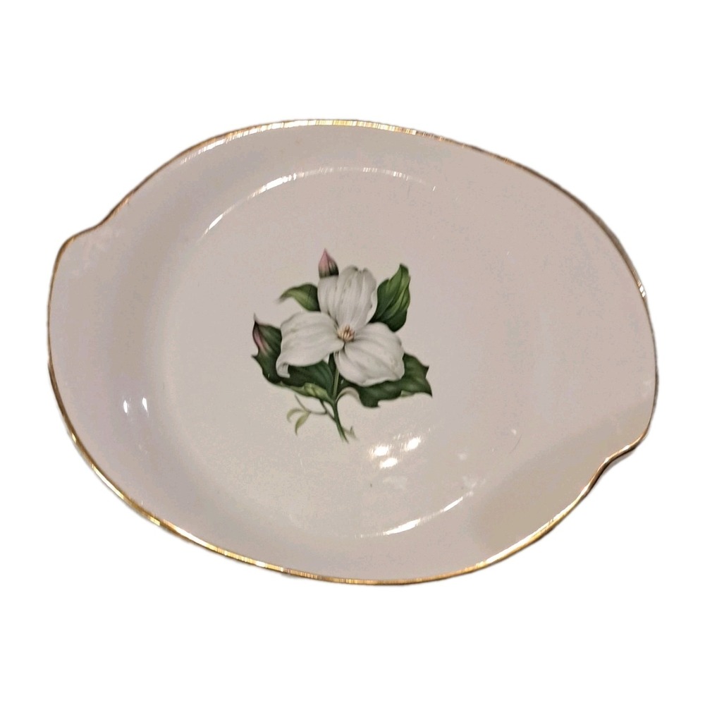 Vtg American‎ Limoges Glamour Trillium G410 Cake Plate Serving Platter 13.5" 22k